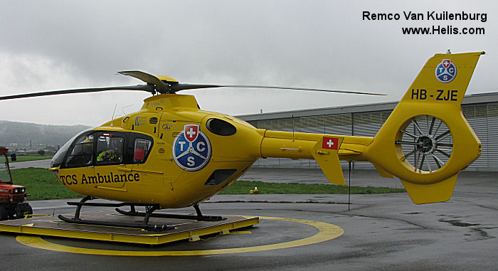 Helicopter Eurocopter EC135P1 Serial 0006 Register HB-ZJE D-HYYY used by AP3 Luftrettung ,Alpine Air Ambulance AAA ,Skymedia AG ,DRF Luftrettung DRF Christoph 41 (DRF) ,Christoph 18 (DRF) ,Christoph 36 (DRF). Built 1996. Aircraft history and location