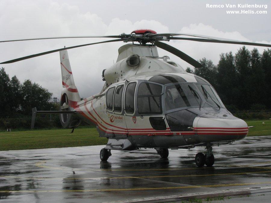 Helicopter Eurocopter EC155B1 Serial 6708 Register PH-EQU 3A-MAG F-WWOY used by Heli Holland ,Heli Air Monaco ,Eurocopter France. Built 2005. Aircraft history and location