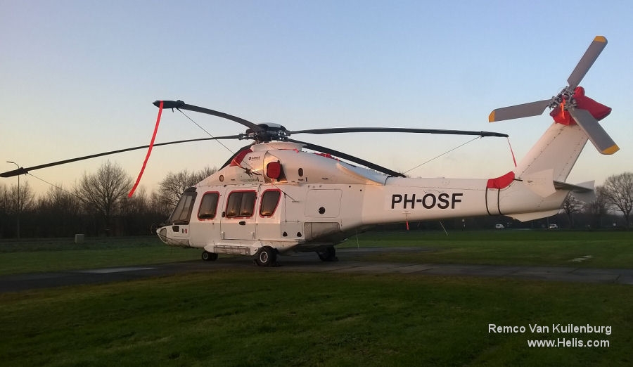 Helicopter Airbus H175 Serial 5009 Register PH-OSF XA-ZTC used by Heli Holland ,Transportes Aereos Pegaso. Built 2016. Aircraft history and location