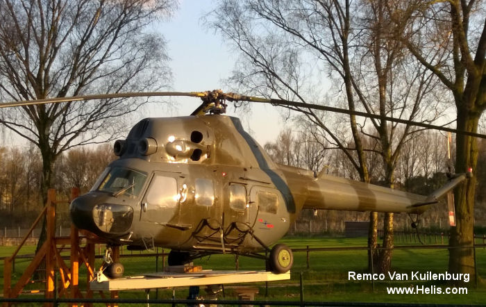 Helicopter Mil Mi-2 Hoplite Serial 562829043 Register 501 used by luftstreitkrafte (east germany air force). Built 1973. Aircraft history and location