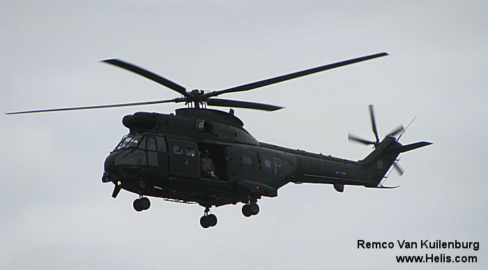 Helicopter Aerospatiale SA330H Puma Serial 1363 Register ZJ955 148 used by Royal Air Force RAF ,Suid-Afrikaanse Lugmag SAAF (South African Air Force). Aircraft history and location