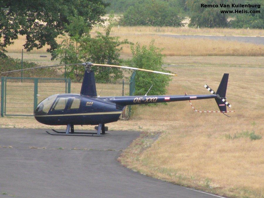 Helicopter Robinson R44 Raven Serial 1805 Register OE-XXQ. Built 2007. Aircraft history and location