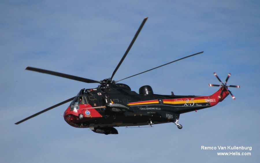 Helicopter Westland Sea King Mk.48 Serial wa 835 Register RS05 used by Force Aérienne Belge (Belgian Air Force). Built 1976. Aircraft history and location