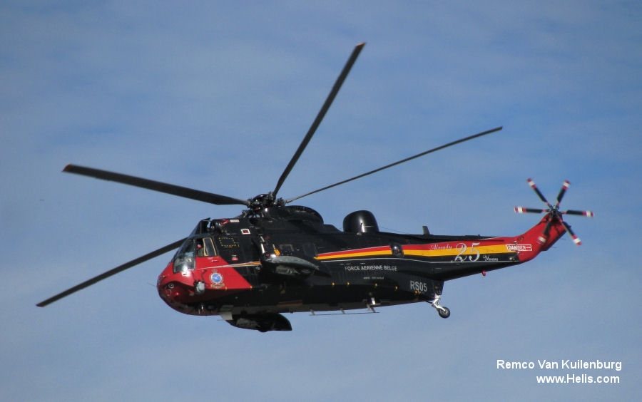 Helicopter Westland Sea King Mk.48 Serial wa 835 Register RS05 used by Force Aérienne Belge (Belgian Air Force). Built 1976. Aircraft history and location