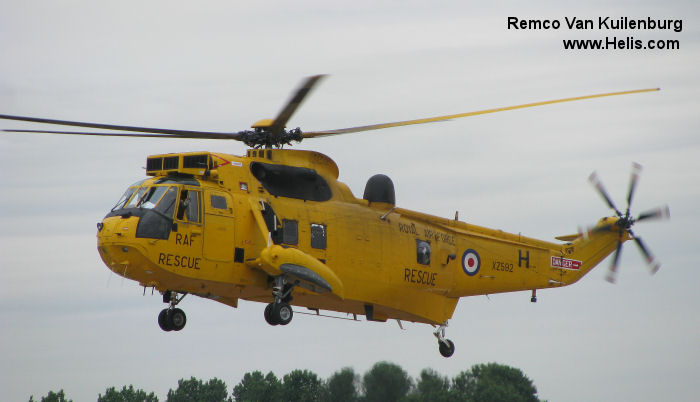 Helicopter Westland Sea King HAR.3 Serial wa 858 Register XZ592 used by Royal Air Force RAF. Built 1978. Aircraft history and location