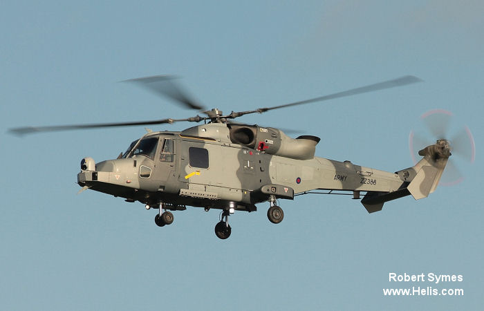 Helicopter AgustaWestland AW159 Wildcat AH1 Serial 486 Register ZZ388 used by Army Air Corps AAC (British Army). Aircraft history and location