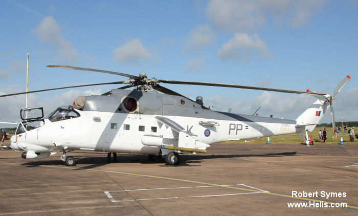 Helicopter Mil Mi-35 Hind Serial 203370 Register 3370 used by Vzdušné síly AČR (Czech Air Force). Aircraft history and location