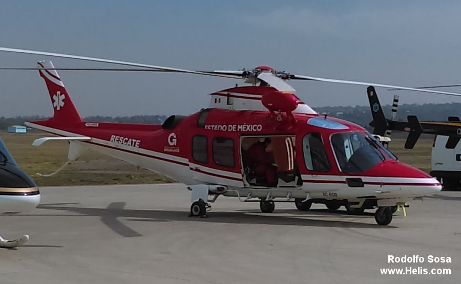 Helicopter AgustaWestland AW109S Grand Serial 22020 Register XC-EGD XC-BIN used by Gobierno de Mexico (Mexico Government). Built 2006. Aircraft history and location