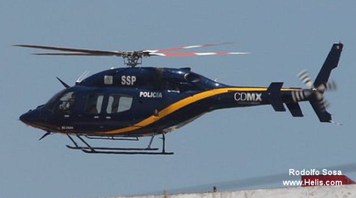 Helicopter Bell 429 Serial 57221 Register XC-DMM XC-LOC XA-UVI N524TB C-FDYL used by Gobierno de Mexico SSP (Secretariat of Public Security) ,Bell Helicopter ,Bell Helicopter Canada. Built 2014. Aircraft history and location