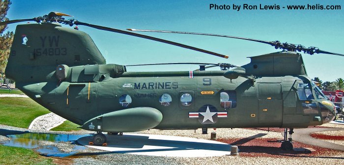 Helicopter Boeing-Vertol CH-46D Serial 2410 Register 154803 used by US Marine Corps USMC. Built 1968. Aircraft history and location