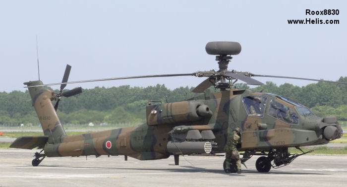 Helicopter Fuji AH-64DJP Apache Serial JP010 Register 74510 used by Japan Ground Self-Defense Force (Japanese Army). Built 2011. Aircraft history and location