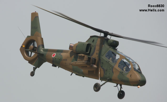 Helicopter Kawasaki OH-1 Serial 1032 Register 32632 used by Japan Ground Self-Defense Force JGSDF (Japanese Army). Aircraft history and location