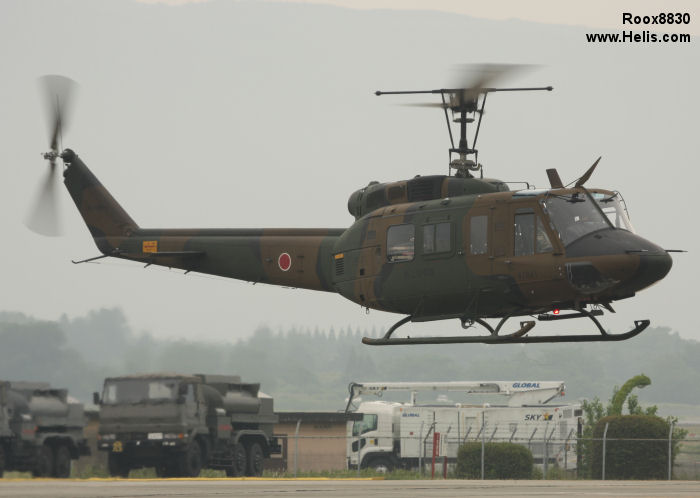 Helicopter Fuji  UH-1J Serial 1J41 Register 41841 used by Japan Ground Self-Defense Force JGSDF (Japanese Army). Aircraft history and location