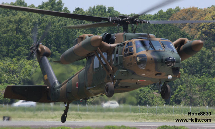 Helicopter Mitsubishi UH-60JA Serial 4014 Register 43114 used by Japan Ground Self-Defense Force JGSDF (Japanese Army). Aircraft history and location