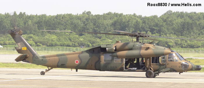 Helicopter Mitsubishi UH-60JA Serial 4031 Register 43131 used by Japan Ground Self-Defense Force JGSDF (Japanese Army). Aircraft history and location