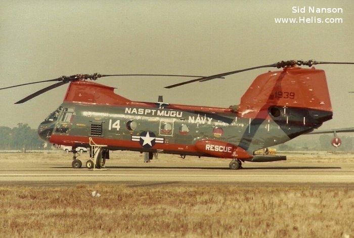 Helicopter Boeing-Vertol CH-46A Serial 2089 Register 151939 used by US Navy USN (United States Naval Aviation) ,US Marine Corps USMC. Built 1965. Aircraft history and location