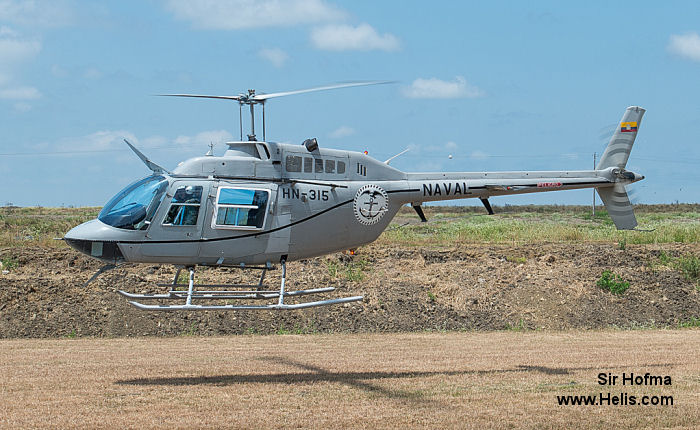 Helicopter Bell 206B-3 Jet Ranger Serial  Register HN-315 used by Armada del Ecuador (Ecuadorian Navy). Aircraft history and location