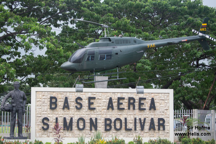 Helicopter Bell TH-57A Sea Ranger Serial 5004 Register FAE-402 157358 used by Fuerza Aerea Ecuatoriana FAE (Ecuadorian Air Force) ,US Navy USN. Aircraft history and location