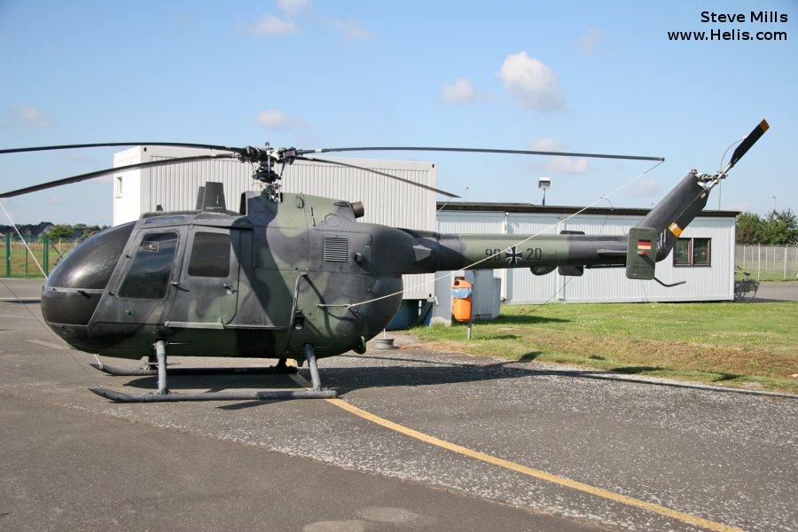 Helicopter MBB Bo105P PAH-1 Serial 6020 Register 86+20 used by Heeresflieger (German Army Aviation). Aircraft history and location