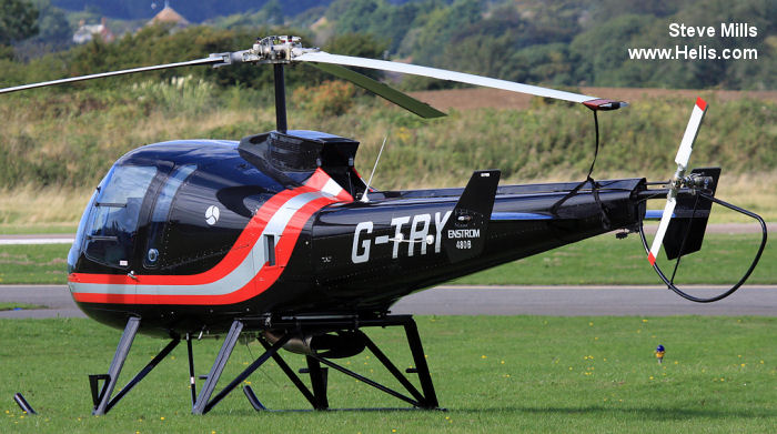 Helicopter Enstrom 480B Serial 5083 Register G-TRYX used by DSA Delta System Air ,Eastern Atlantic Helicopters. Built 2005. Aircraft history and location