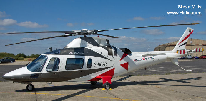 Helicopter Agusta A109E Power Serial 11011 Register G-DMPI G-FVIP G-HCFC N551MM N109TD 5N-BGX N108WP N27BV N27BD N1ZL used by Castle Air ,Atlas Helicopters ,Caverton. Built 1997. Aircraft history and location