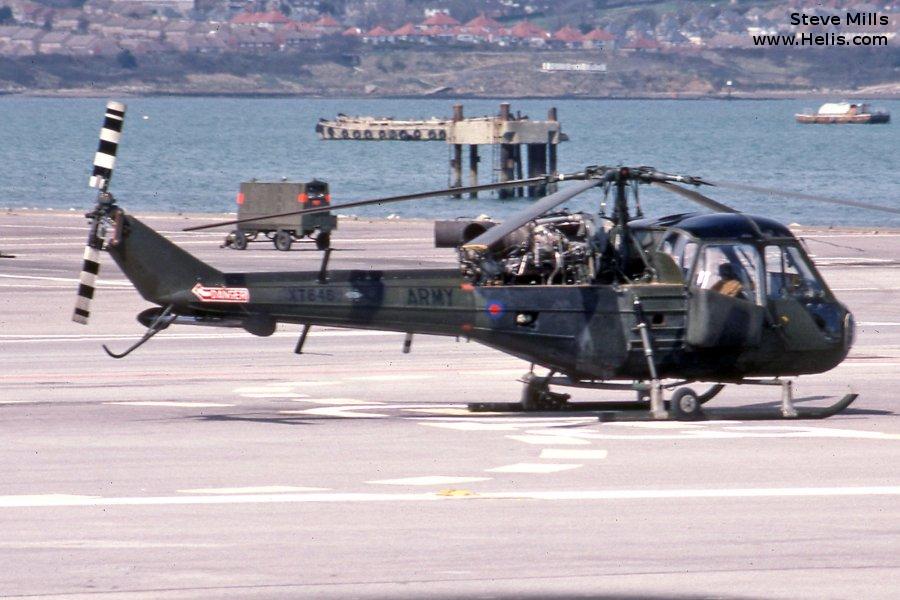 Helicopter Westland Scout AH.1 Serial f.9652 Register ZK-HYS XT646 used by Army Air Corps AAC (British Army). Aircraft history and location