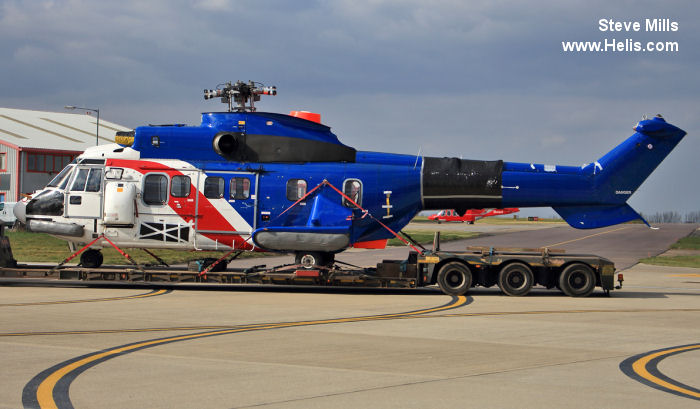 Helicopter Aerospatiale AS332L Super Puma Serial 2164 Register G-BMCX used by Airbus Helicopters UK ,Bristow. Built 1985. Aircraft history and location