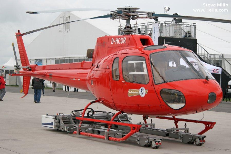 Helicopter Aerospatiale AS350B Ecureuil Serial 1601 Register D-HCOR. Aircraft history and location