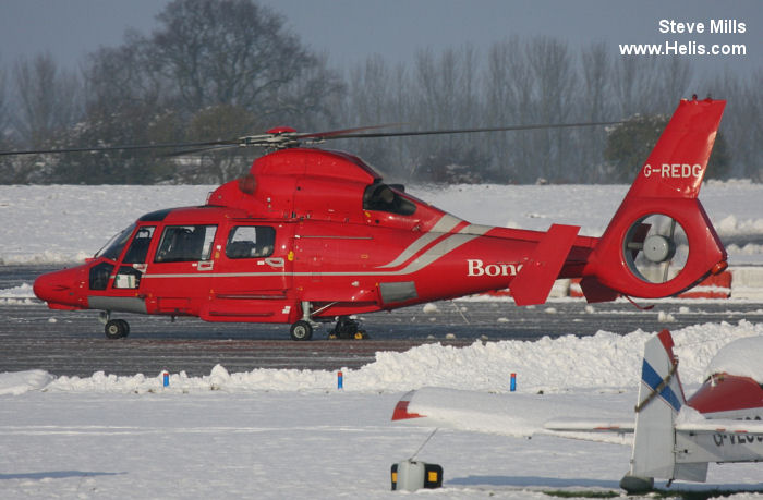 Helicopter Eurocopter AS365N3 Dauphin 2 Serial 6907 Register VT-HLM G-REDG used by Heligo Charters Pvt HCPL ,Babcock International Babcock ,Bond Aviation Group. Built 2010. Aircraft history and location