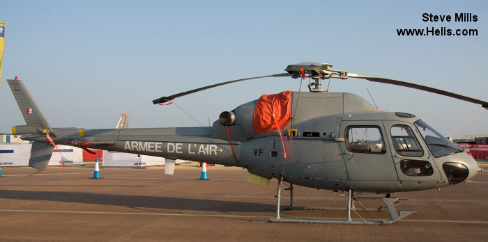 Helicopter Aerospatiale AS555AN Fennec 2 Serial 5398 Register 5398 used by Armée de l'Air (French Air Force). Aircraft history and location