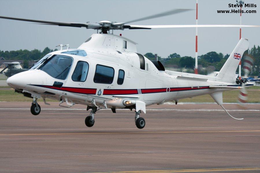 Helicopter AgustaWestland AW109E Power Serial 11665 Register XA-UZU G-CDVE ZR323 used by AgustaWestland UK ,Royal Air Force RAF ,Westland. Built 2006. Aircraft history and location