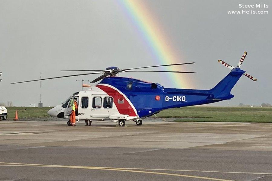 Helicopter AgustaWestland AW139 Serial 41378 Register G-CIKO N603SM used by Bristow ,AgustaWestland Philadelphia (AgustaWestland USA). Built 2014. Aircraft history and location