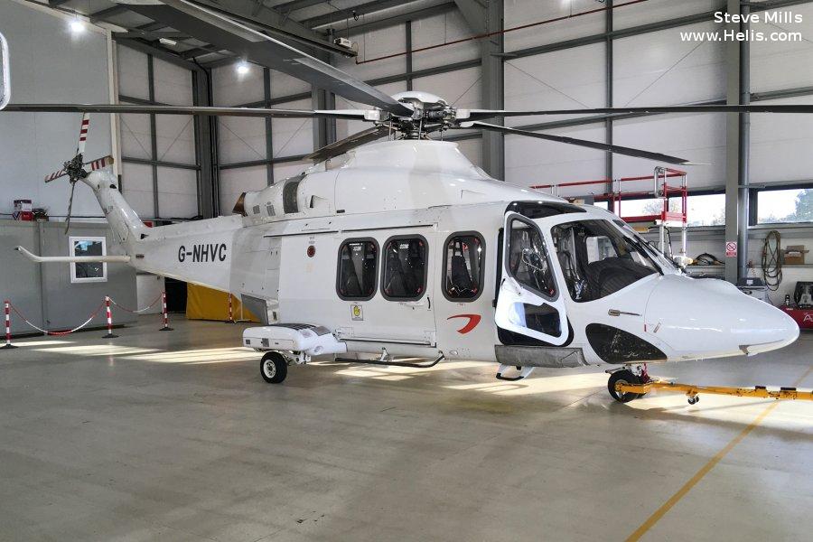 Helicopter AgustaWestland AW139 Serial 31704 Register G-NHVC D-HHXH used by NHV Helicopters Ltd NHV UK ,LCI Aviation (Lease Corporation International) ,Wiking Helikopter Service GmbH ,HeliService International GmbH. Built 2015. Aircraft history and location