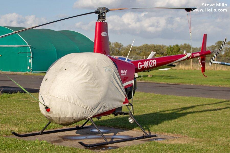 Helicopter Robinson R22 Beta Serial 2799 Register G-WIZR. Built 1998. Aircraft history and location