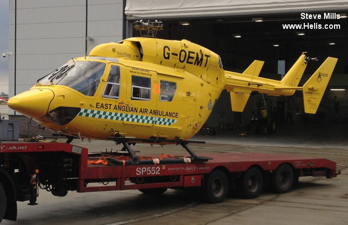 Helicopter Eurocopter BK117C-1 Serial 7538 Register G-OEMT D-HMEC used by Airwork NZ ,UK Air Ambulances EAAA (East Anglian Air Ambulance) ,Sterling Helicopters ,Elilombarda ,Eurocopter Deutschland GmbH (Eurocopter Germany). Built 2001. Aircraft history and location