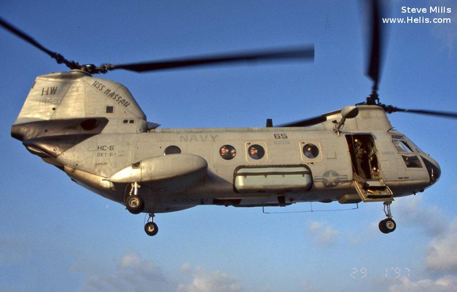 Helicopter Boeing-Vertol CH-46A Serial 2103 Register 151953 used by US Navy USN ,US Marine Corps USMC. Built 1965. Aircraft history and location