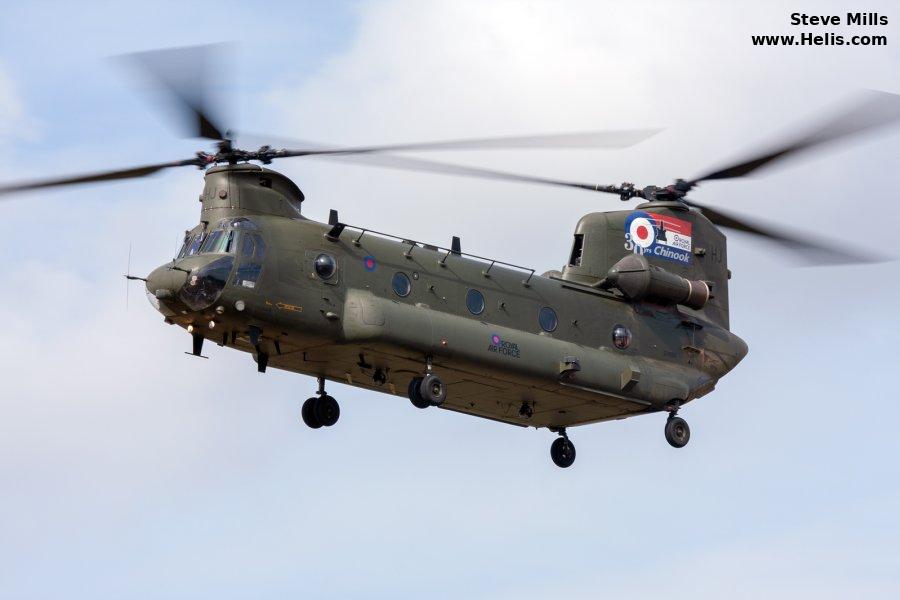 Helicopter Boeing CH-47D Chinook Serial M.4458 Register ZH895 N2034K used by Royal Air Force RAF ,Boeing Helicopters. Aircraft history and location