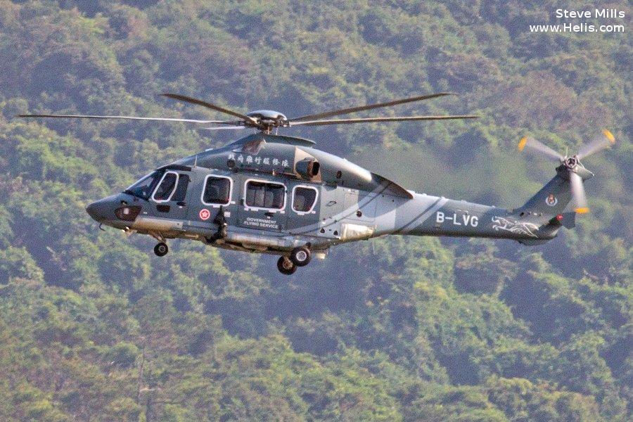 Helicopter Airbus H175 Serial 5029 Register B-LVG used by Government Flying Service GFS (Hong Kong Government). Aircraft history and location