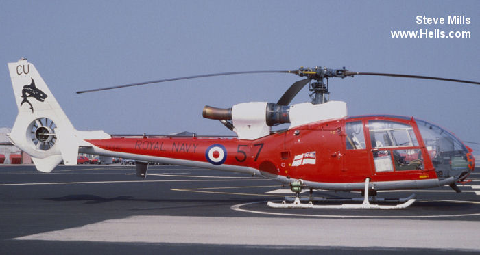 Helicopter Aerospatiale SA341C Gazelle HT.2 Serial 1436 Register G-CIOW ZK-HTF XX446 used by Fleet Air Arm RN (Royal Navy). Built 1976. Aircraft history and location