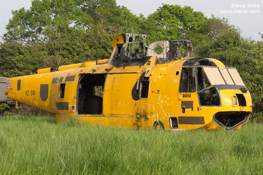 Helicopter Westland Sea King HAR.3 Serial wa 857 Register XZ591 used by Vector Aerospace ,Royal Air Force RAF. Built 1978. Aircraft history and location