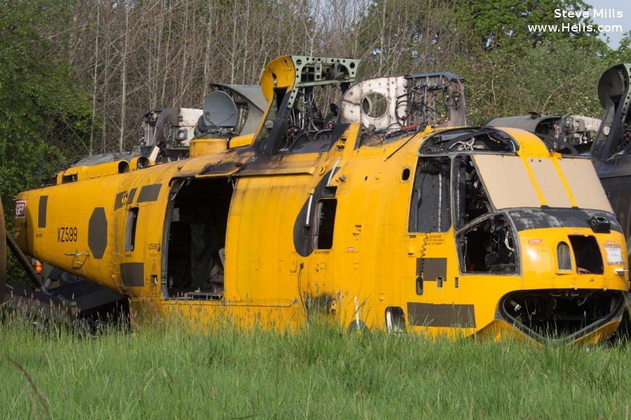 Helicopter Westland Sea King HAR.3 Serial wa 865 Register XZ599 used by Vector Aerospace ,Royal Air Force RAF. Built 1978. Aircraft history and location