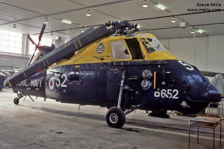 Helicopter Westland Wessex HAS.1 Serial wa 29 Register XM870 used by Fleet Air Arm RN (Royal Navy). Built 1961. Aircraft history and location