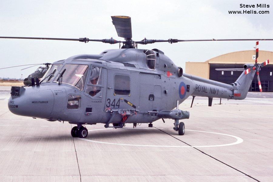 Helicopter Westland Lynx  HAS2 Serial 128 Register XZ694 used by Fleet Air Arm RN (Royal Navy). Built 1979. Aircraft history and location