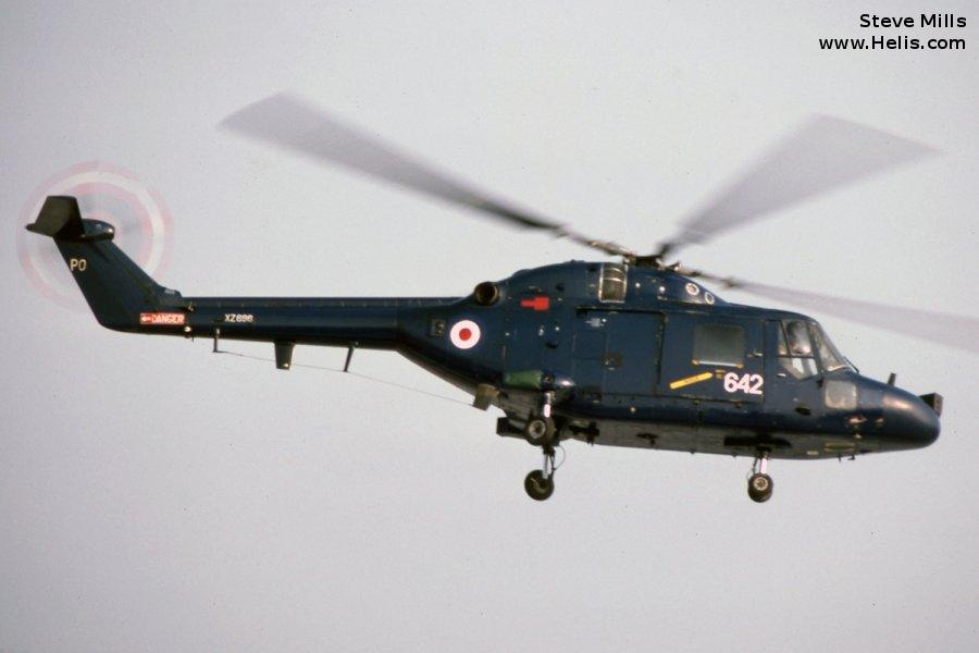 Helicopter Westland Lynx  HAS2 Serial 135 Register XZ696 used by Fleet Air Arm RN (Royal Navy) ,Westland. Built 1979. Aircraft history and location