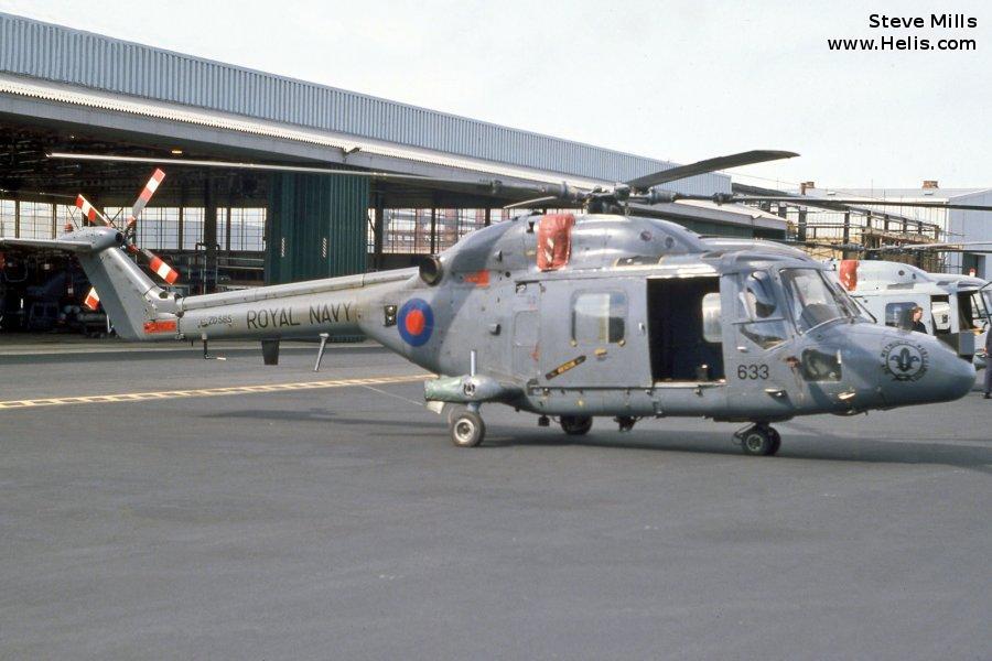 Helicopter Westland Lynx HAS3 Serial 316 Register ZD565 used by Fleet Air Arm RN (Royal Navy). Built 1985. Aircraft history and location