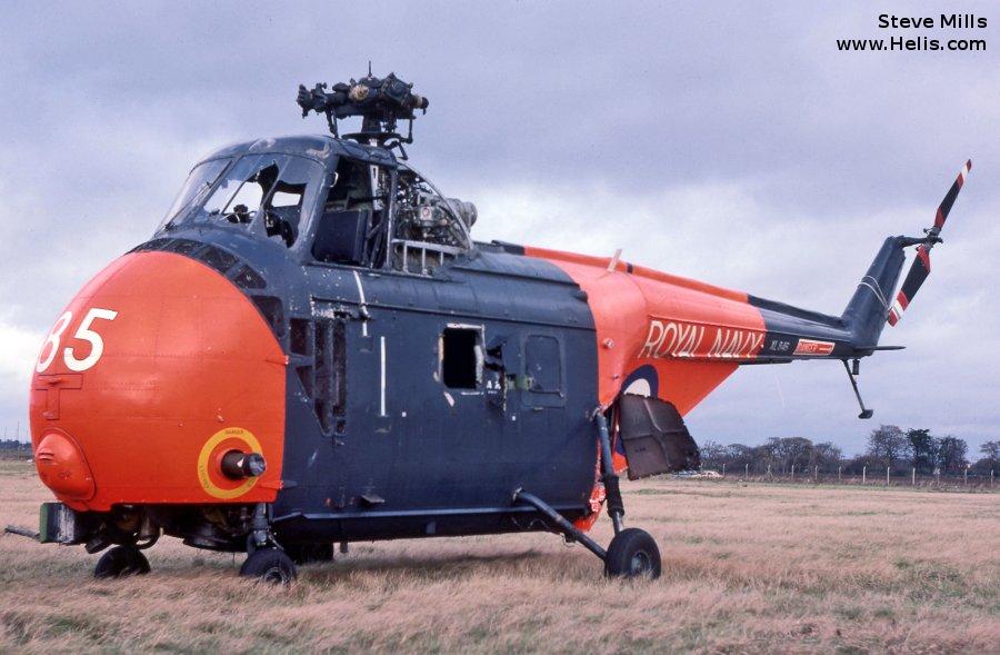 Helicopter Westland Whirlwind HAS.7 Serial wa208 Register XL846 used by Fleet Air Arm RN (Royal Navy). Built 1958. Aircraft history and location