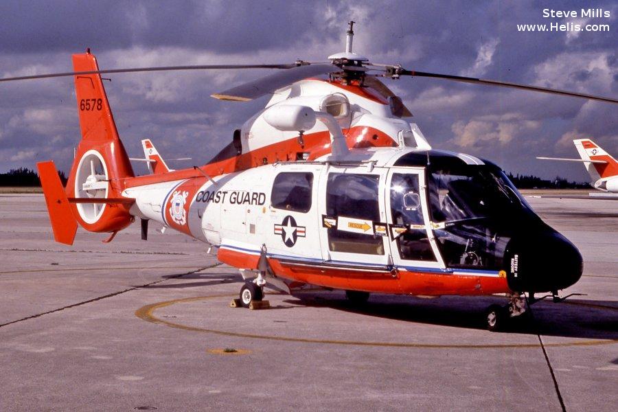 Helicopter Aerospatiale HH-65 Dolphin Serial 6275 Register 6578 used by US Coast Guard USCG. Aircraft history and location