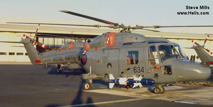 Helicopter Westland Lynx  HAS2 Serial 103 Register XZ257 used by Fleet Air Arm RN (Royal Navy). Built 1979. Aircraft history and location