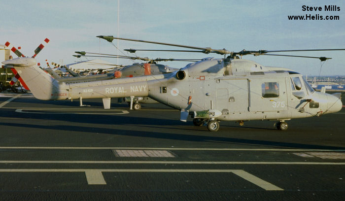 Helicopter Westland Lynx HAS2 Serial 117 Register XZ691 used by Fleet Air Arm RN (Royal Navy). Built 1979. Aircraft history and location
