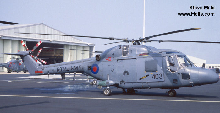 Helicopter Westland Lynx  HAS2 Serial 132 Register XZ695 used by Fleet Air Arm RN (Royal Navy). Built 1979. Aircraft history and location